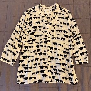 Anthropologie Maeve bear print 3/4 sleeve top size 6